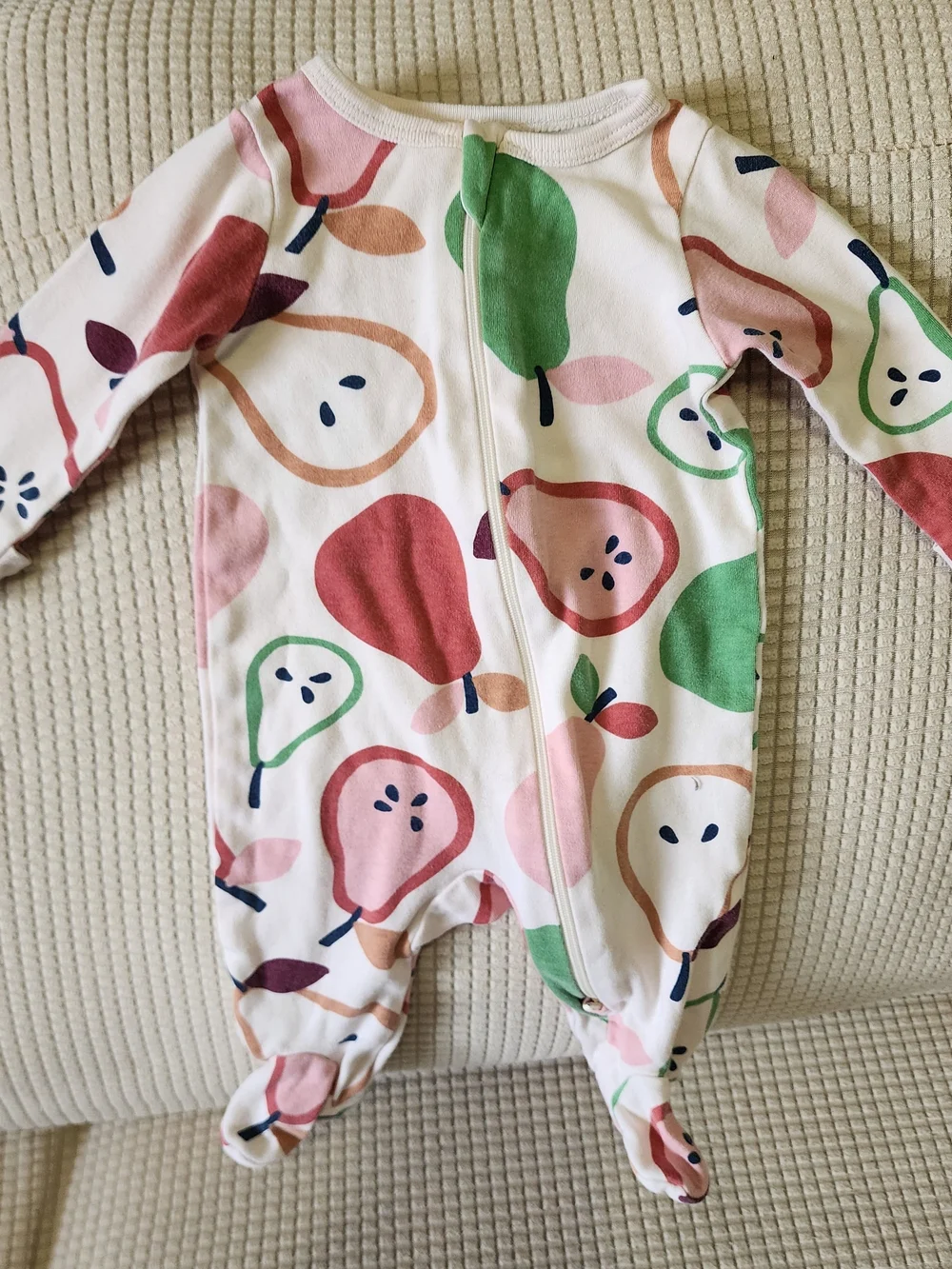 Wonder Nation Newborn 100% Cotton Footed One-Piece Pear Pajamas.